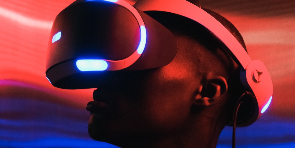 man wearing VR headset